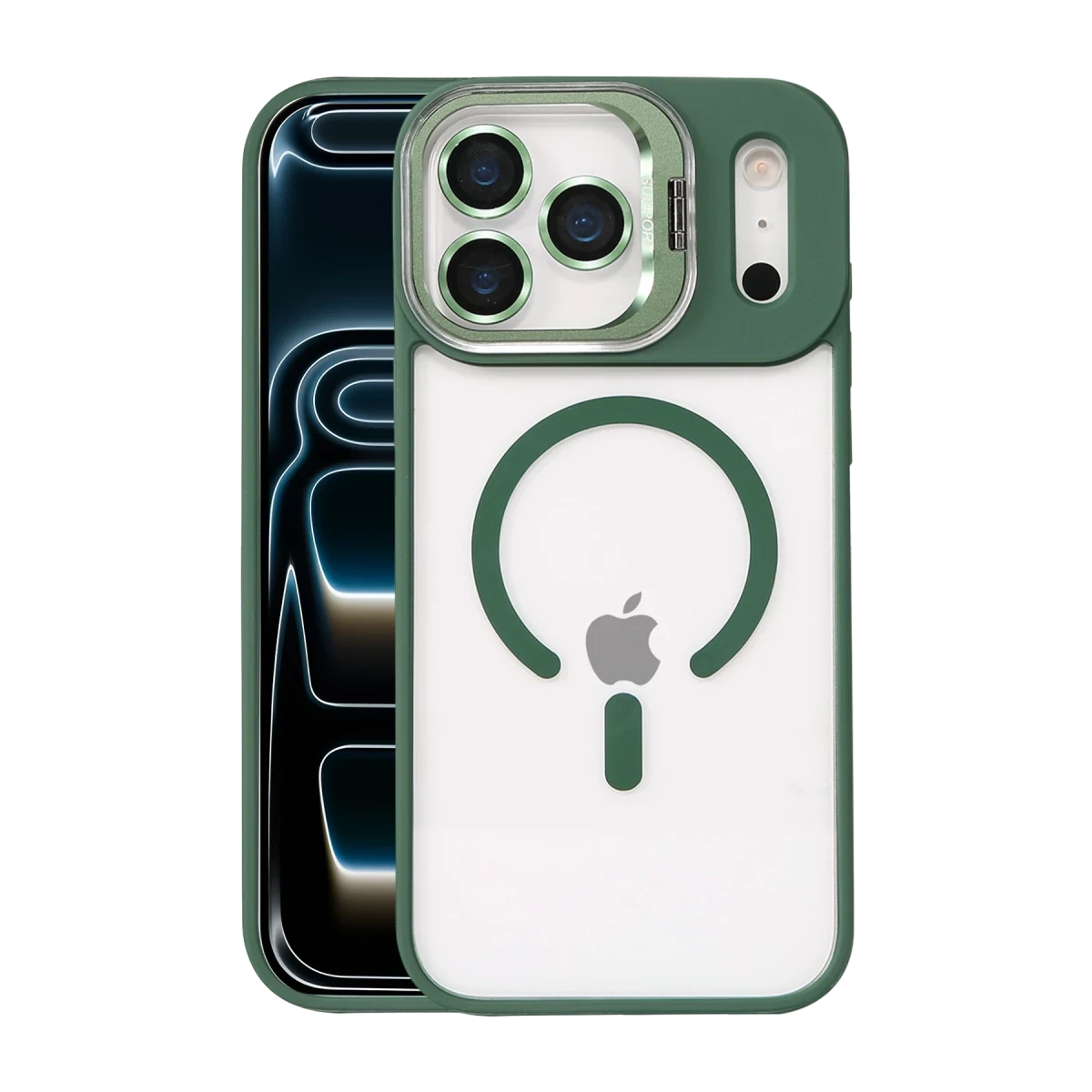 Joko Apple iPhone 17 Pro Max Remim Lensli Magsafe Standlı Kapak - Koyu Yeşil